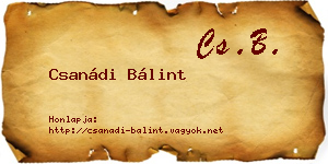 Csanádi Bálint névjegykártya